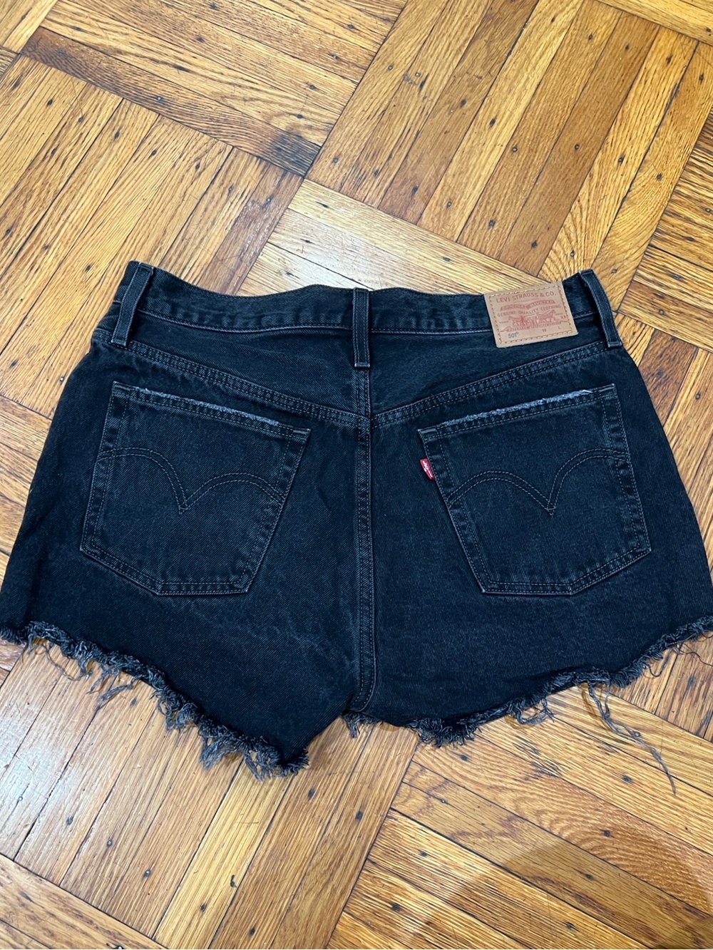 Levi's Black Frayed Denim Cutoff Shorts size 31